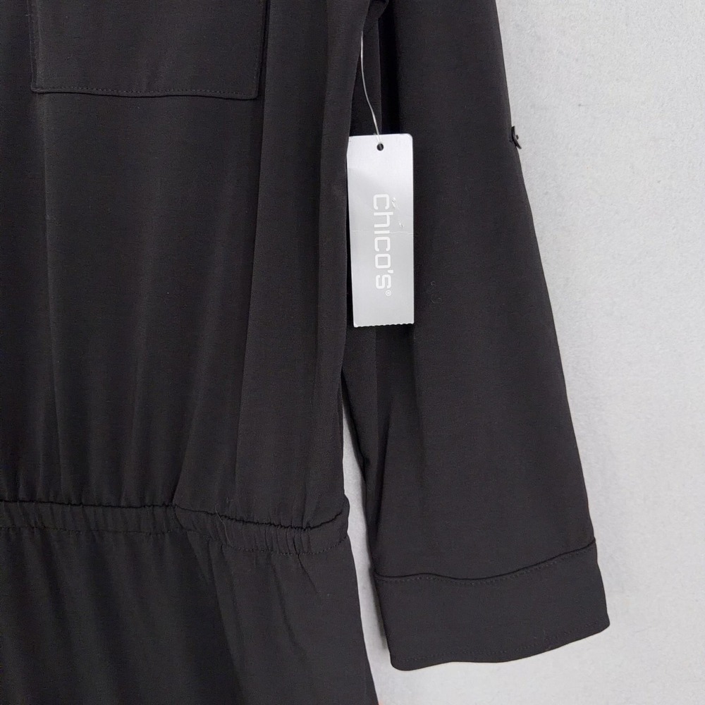 Chicos Travelers Jumpsuit Womens 2 Petite Black Easy Chick Utility Pockets NWT - Picture 4 of 15